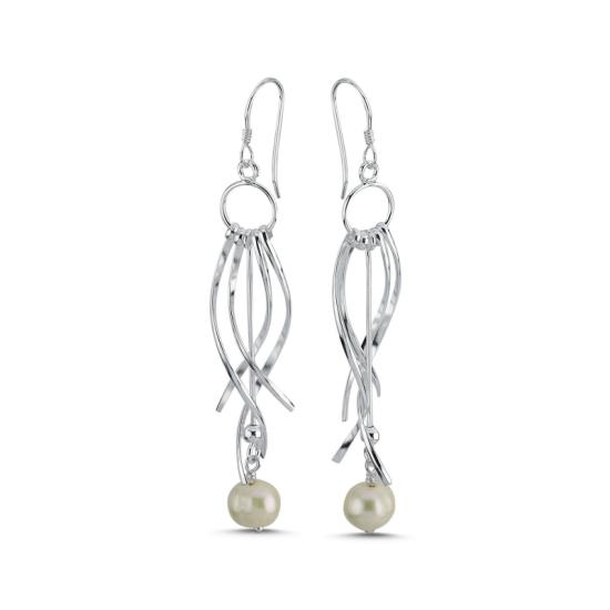 Wholesale Real Pearl Dangle Fish Hook Earrings