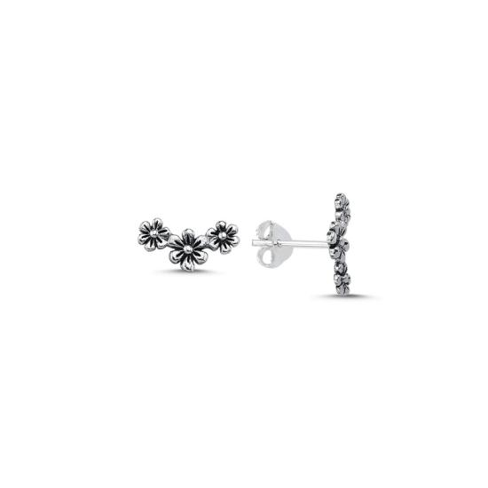 Wholesale Triple Daisy Oxidised Stud Earrings