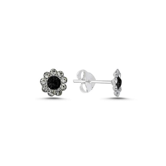 Wholesale Daisy Black Crystal Stone Stud Earrings