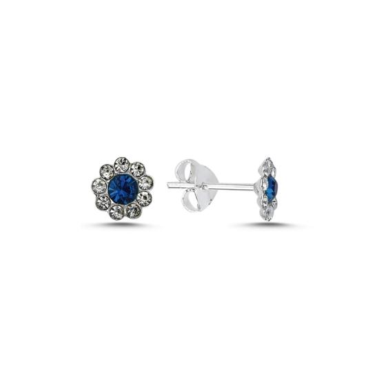 Wholesale Daisy Navy Blue Crystal Stone Stud Earrings