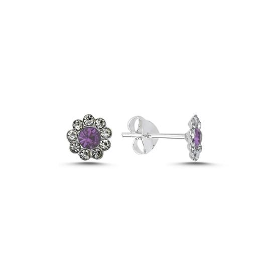 Wholesale Daisy Light Purple Crystal Stone Stud Earrings