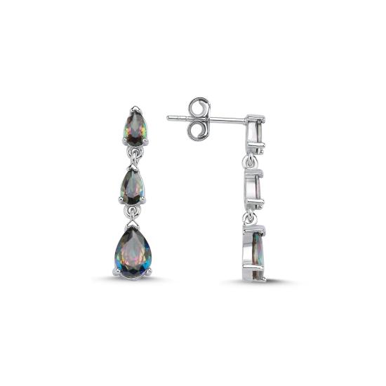 Wholesale Mystic Topaz Teardrop CZ Dangle Stud Earrings