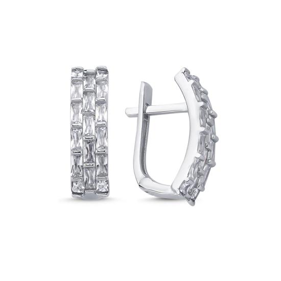 Wholsale Baguette & CZ Latch Back Earrings