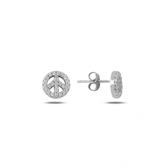 Wholesale Peace Sign CZ Stud Earrings