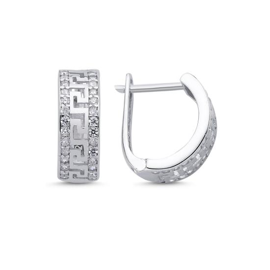 Wholsale Greek Key & CZ Latch Back Earrings