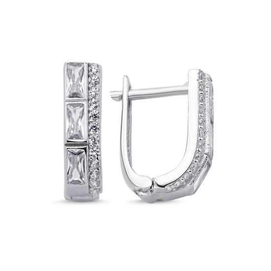 Wholsale Baguette & CZ Latch Back Earrings