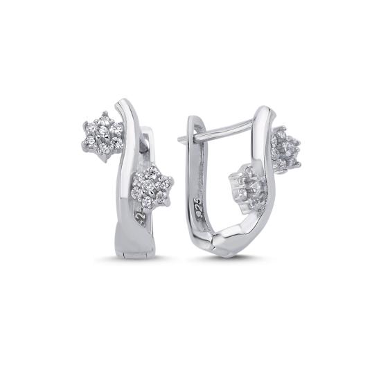 Wholsale Flower & CZ Latch Back Earrings