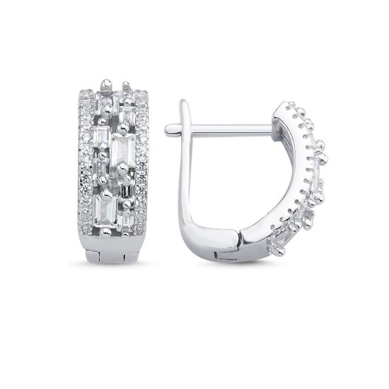 Wholesale Baguette CZ Latch Back Earrings