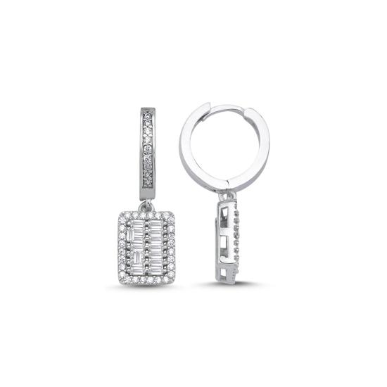 Wholesale Baguette CZ Huggie Hoop Earrings