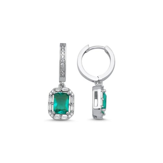 Wholesale Paraiba Baguette & CZ Halo Huggie Hoop Earrings