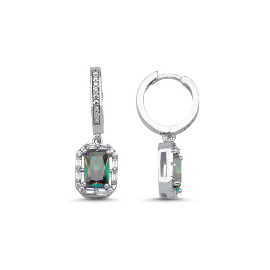 Wholesale Mystic Topaz Baguette & CZ Halo Huggie Hoop Earrings