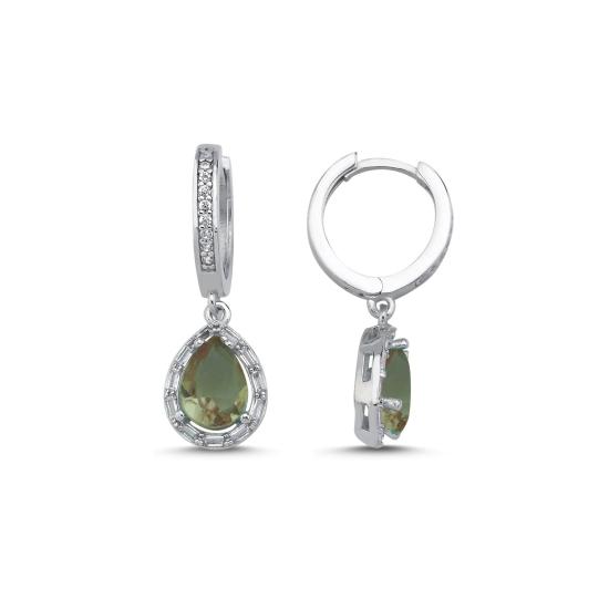 Wholesale Zultanite Baguette CZ Teardrop & Halo Huggie Hoop Earrings