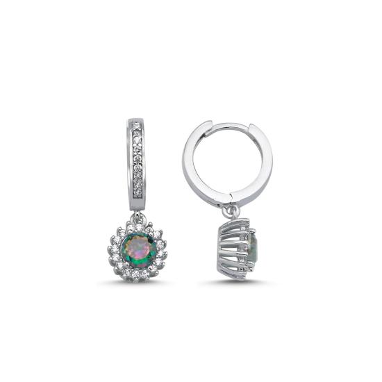 Wholesale Mystic Topaz CZ Round & Halo Huggie Hoop Earrings