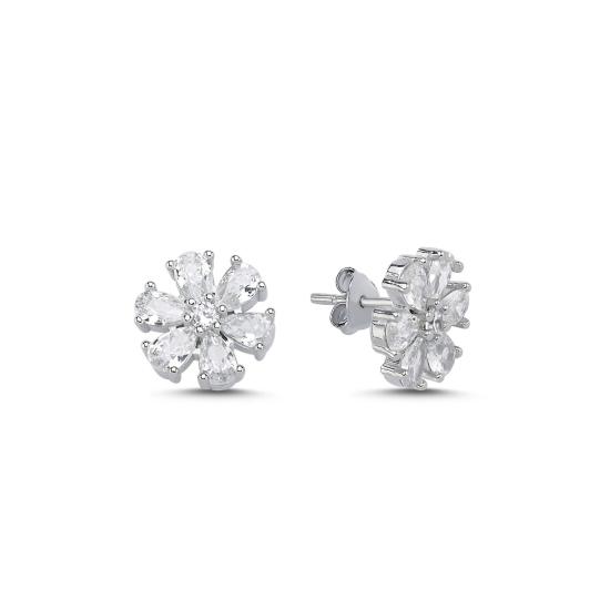 Wholesale Flower CZ Stud Earrings