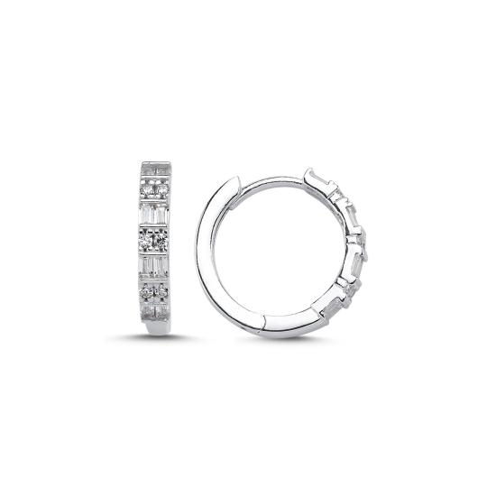 Wholesale 18mm Baguette CZ Hoop Earrings