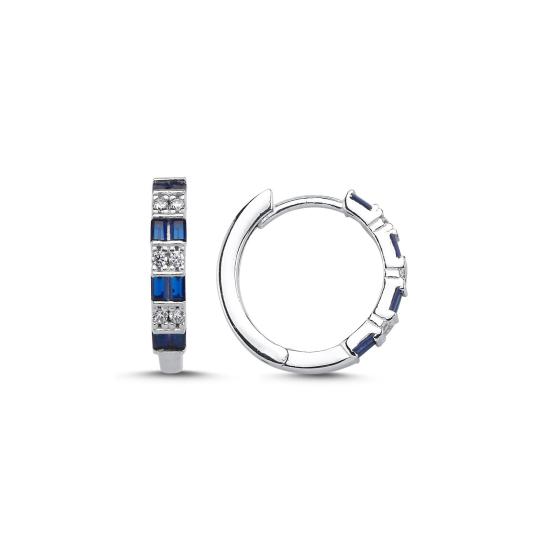 Wholesale 18mm Baguette Sapphire CZ Hoop Earrings