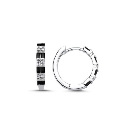 Wholesale 18mm Baguette Black CZ Hoop Earrings