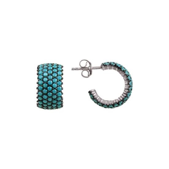 Wholesale Turquoise CZ 5 Row Eternity Hoop Earrings