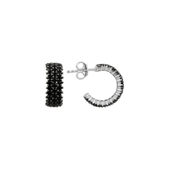 Wholesale Black Cz 3 Row Eternity Hoop Earrings