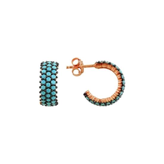 Wholesale Turquoise CZ 3 Row Eternity Hoop Earrings