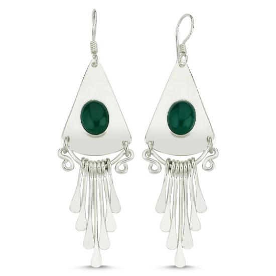 Wholesale Green Agate Stone Handmade Earrings