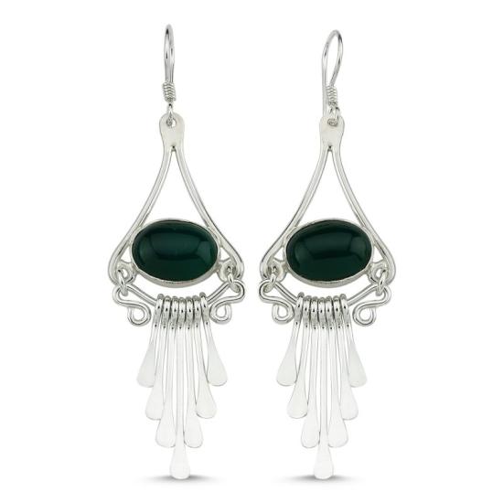 Wholesale Green Agate Stone Handmade Earrings