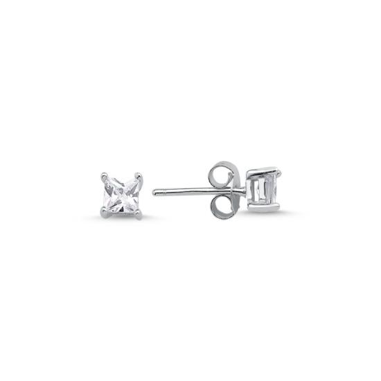 Wholesale 4mm Square CZ Solitaire Stud Earrings