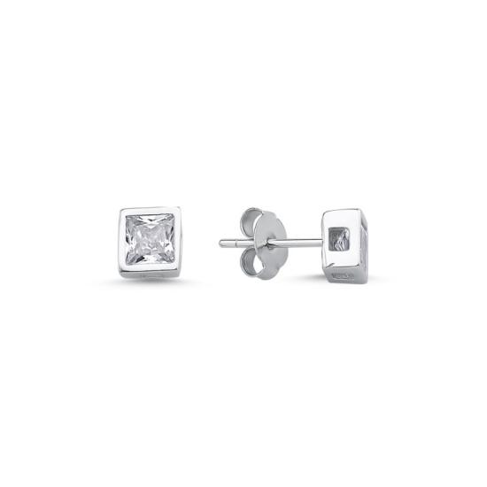 Wholesale 5mm Bezel Set Square CZ Solitaire Stud Earrings