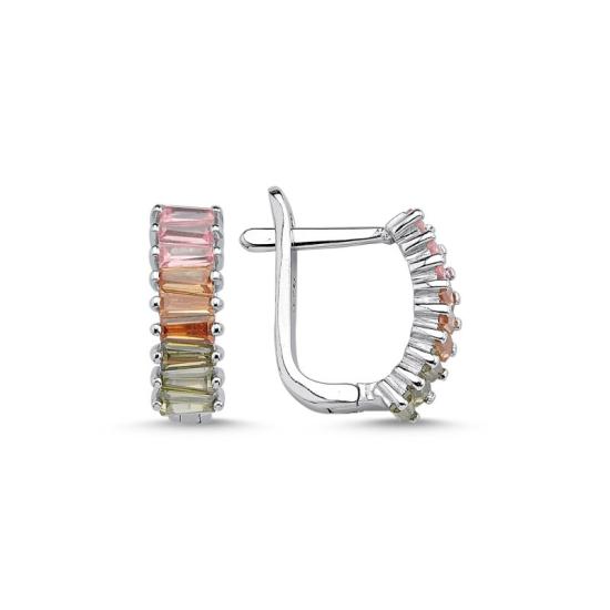 Wholesale Multi Color Tapered Baguette CZ Earrings