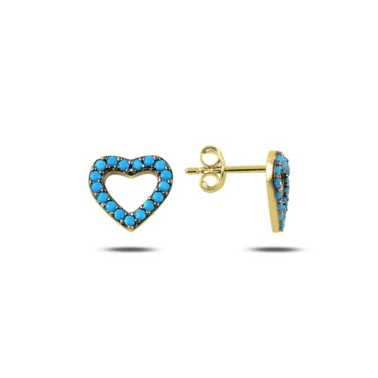 Wholesale Heart Nano Turquoise Stud Earrings