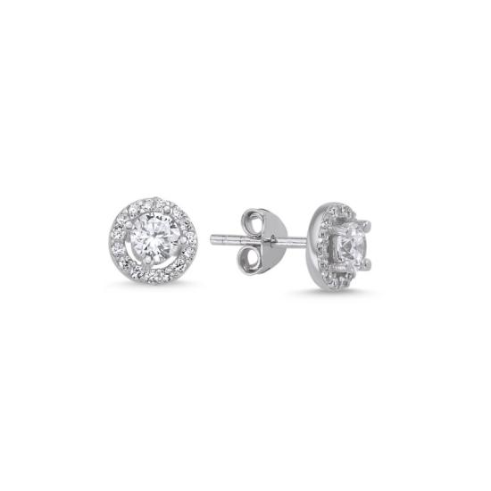 Wholesale CZ Halo Solitaire Stud Earrings