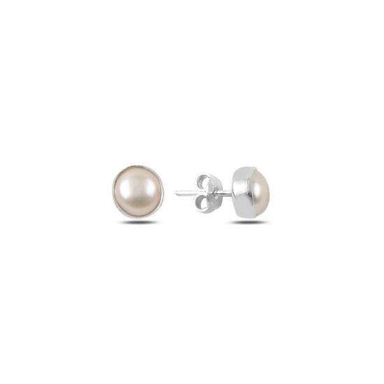 Wholesale Round Pearl Solitaire Stud Earrings