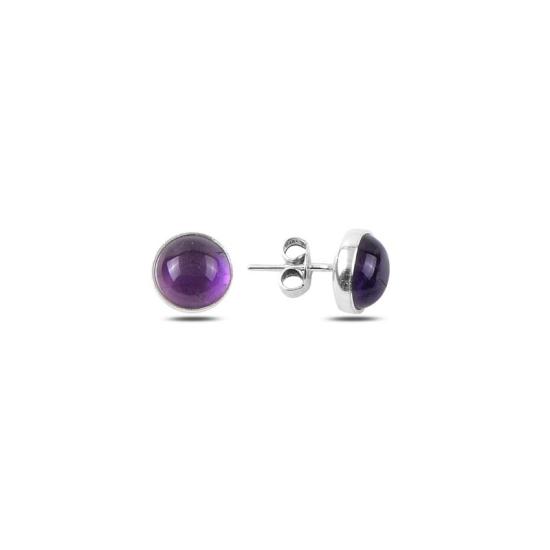 Wholesale Round Amethyst Solitaire Stud Earrings