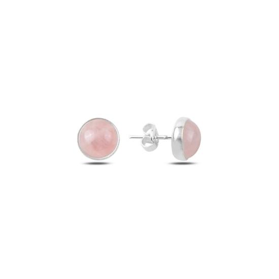 Wholesale Round Rose Quartz Solitaire Stud Earrings