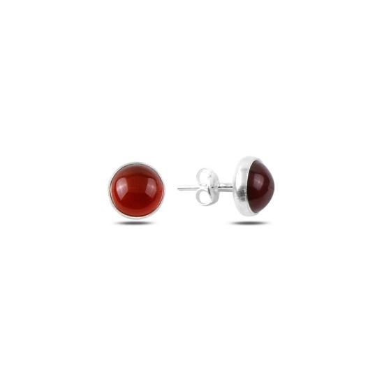 Wholesale Round Red Agate Solitaire Stud Earrings