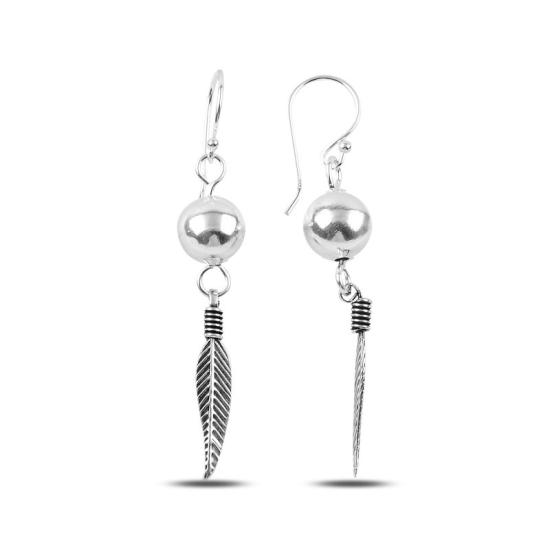 Wholesale 10mm Ball & Feather Dangle Earrings