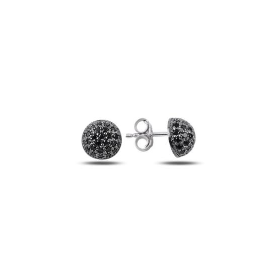 Wholesale Black CZ 7mm Half Ball Stud Earrings