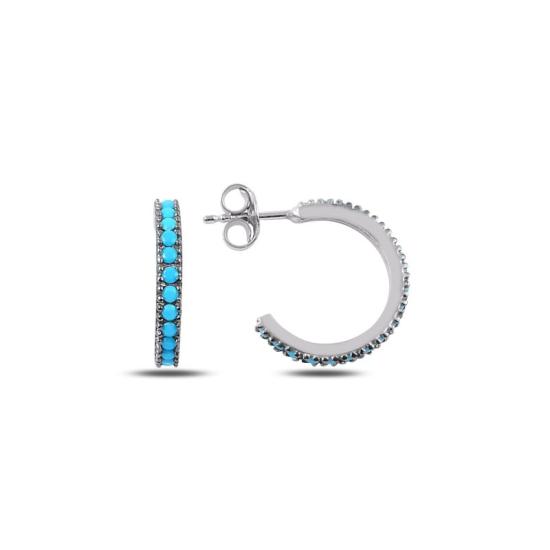 Wholesale 15mm Turquoise CZ Single Row Eternity Hoop Earrings