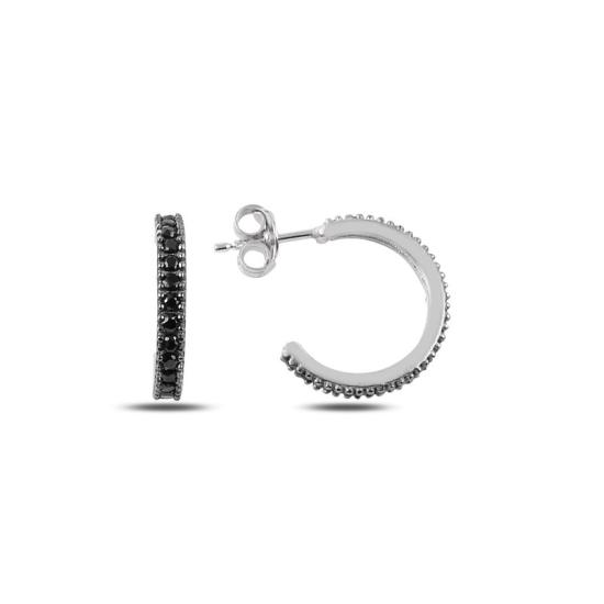 Wholesale 15mm Black CZ Single Row Eternity Hoop Earrings