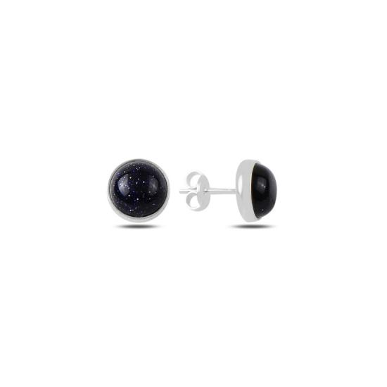 Wholesale Round Blue Goldstone Solitaire Stud Earrings