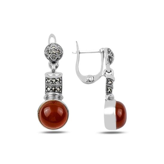 Wholesale Marcasite & Red Agate Dangle Earrings