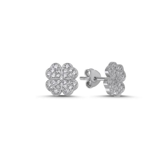 Wholesale Clover CZ Stud Earrings