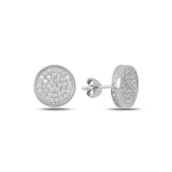 Wholesale 3D Round CZ Stud Earrings