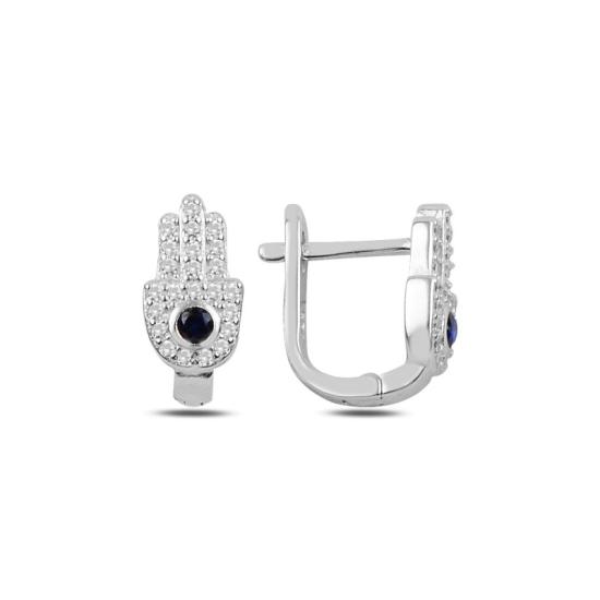 Wholesale CZ Hamsa Latch Back Earrings