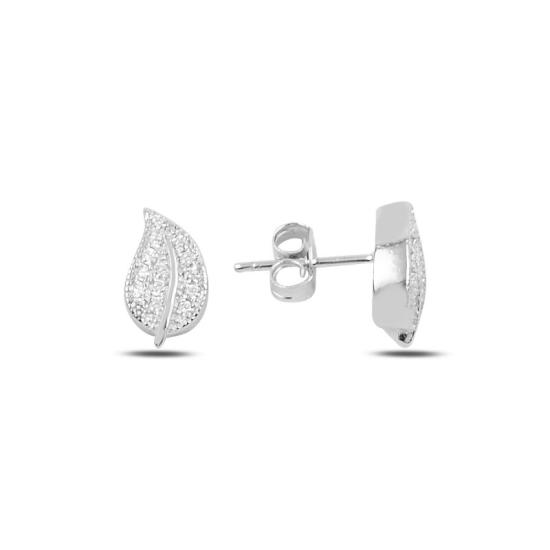 Wholesale CZ Leaf Stud Earrings