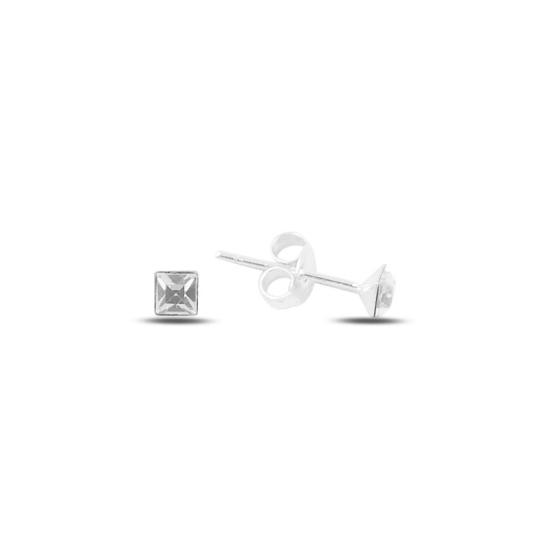 Wholesale 3mm Square CZ Solitaire Stud Earrings