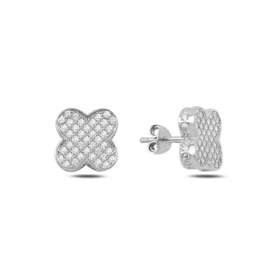 Wholesale 3D Quatrefoil CZ Stud Earrings