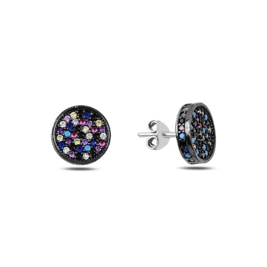 Wholesale 3D Round Mix CZ Stud Earrings