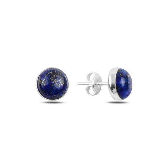 Wholesale Round Lapis Lazuli Solitaire Stud Earrings