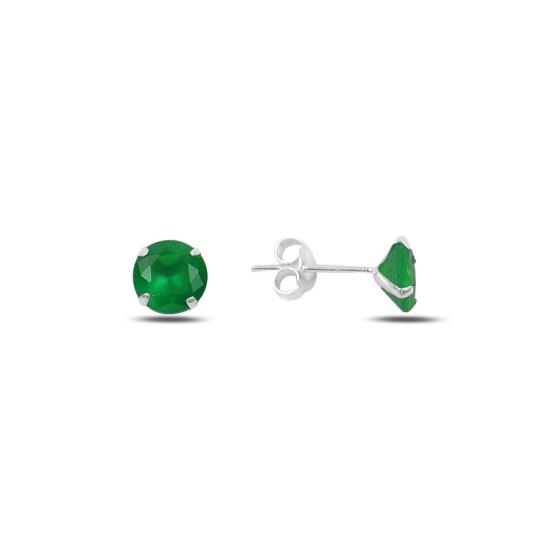 Wholesale 7mm Round Solitaire Opaque Emerald CZ Stud Earrings